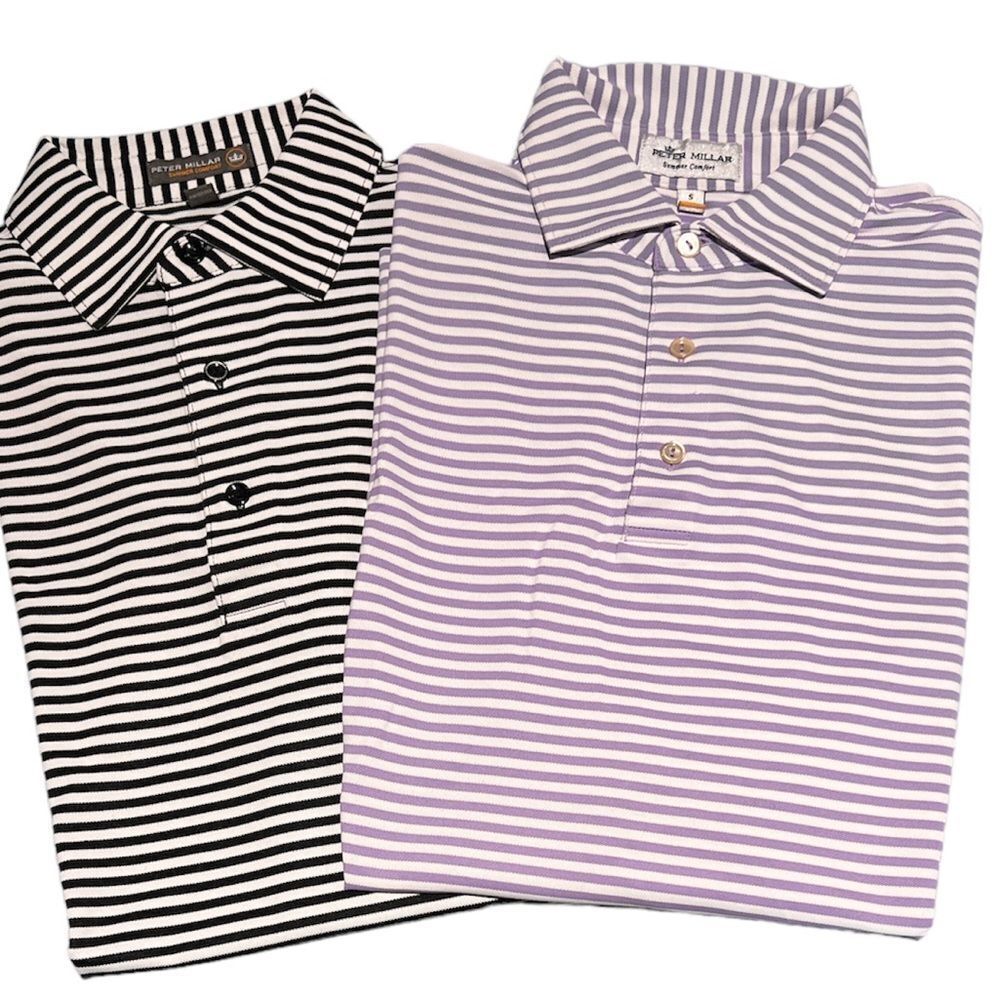 2-Peter Millar stripe & Solid Summer Comfort golf polo shirts M3
